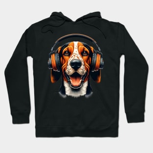 American English Coonhound Smiling DJ: Melodies and Grins Hoodie